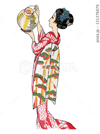 人物 シルエット 着物 和服 和風 横顔のイラスト素材 - PIXTA