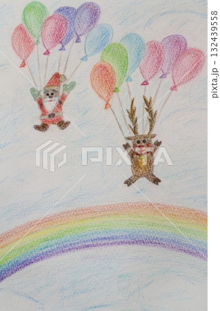 トナカイ 色鉛筆画 クリスマス 色鉛筆イラストのイラスト素材 - PIXTA