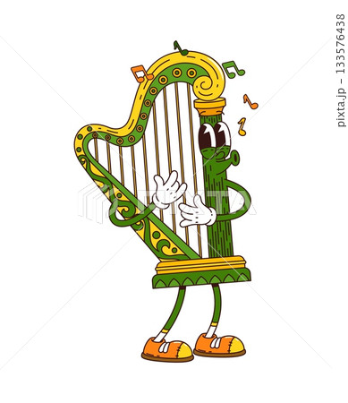 手描きイラスト 原画 創作【金の竪琴】 音楽 ハープ 竪琴 金のイラスト素材 - PIXTA