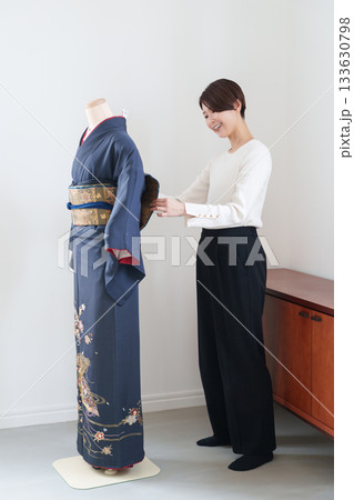 和装マネキン 着付けマネキン ブラック 黒 浴衣 着物 スタンド付き