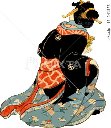 女性 後ろ姿 浮世絵 ベクターのイラスト素材 - PIXTA