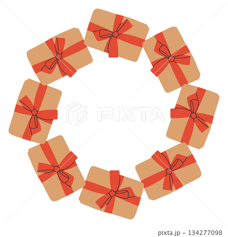 クリスマス クリスマスリース リース 赤いリボンの写真素材 - PIXTA