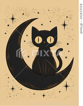動物 猫 夜空 星の写真素材 - PIXTA